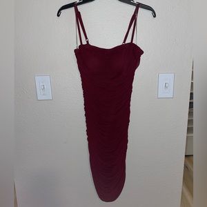 TEEZE ME Maroon Rouched Dress Size L
